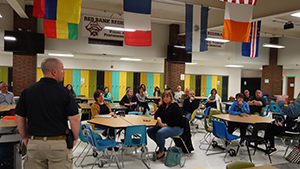   RBR SRO Andrew Smith addresses a security meeting for RBR parents 